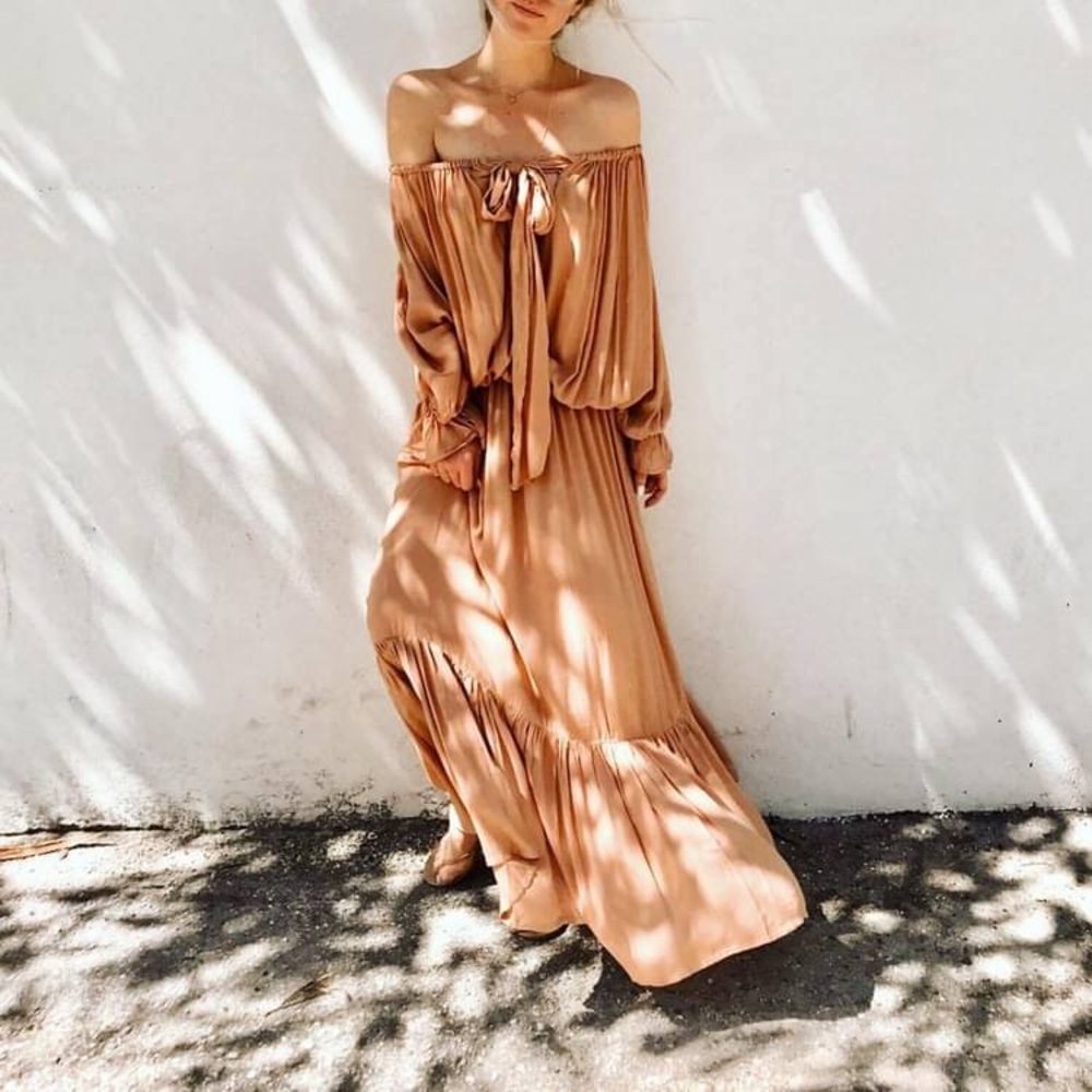 Jen's Pirate Booty Off-Shoulder Maxi Dress in Dusty Peach